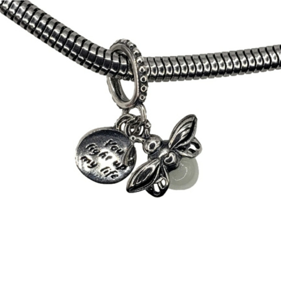 Firefly Glow in the dark Bracelet Dangle Charm 925 Sterling Silver Couple Gift - Picture 1 of 8